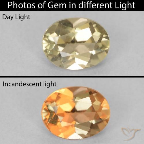 0.66ct 자연스러운 따뜻한 노란색 색상 변화 디아스포어, 타원형, VVS-VS