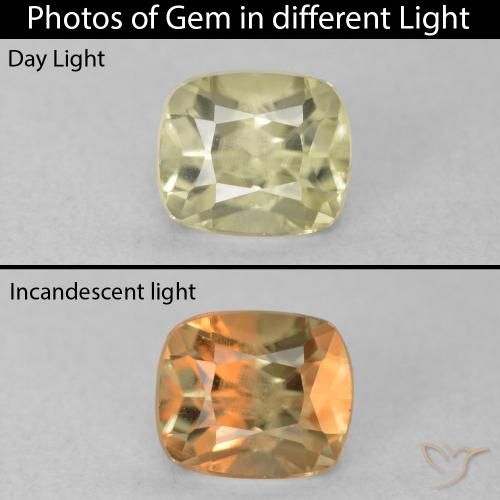 0.68ct 자연스러운 연노랑 색상 변화 디아스포어, 방석, VVS-VS