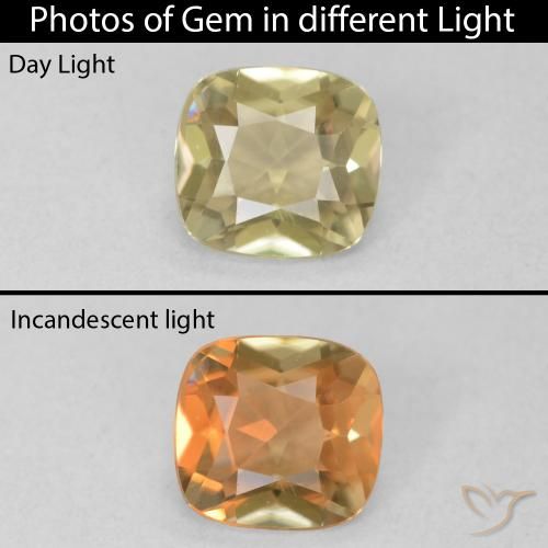 0.83ct 자연스러운 따뜻한 노란색 색상 변화 디아스포어, 방석, VVS-VS