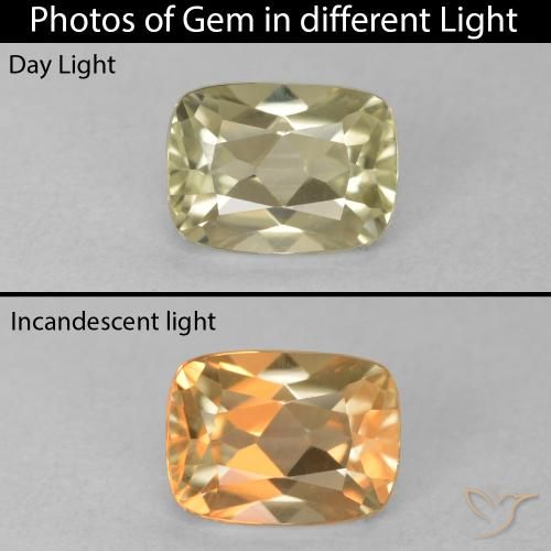 0.96ct 자연스러운 연노랑 색상 변화 디아스포어, 방석, VVS-VS