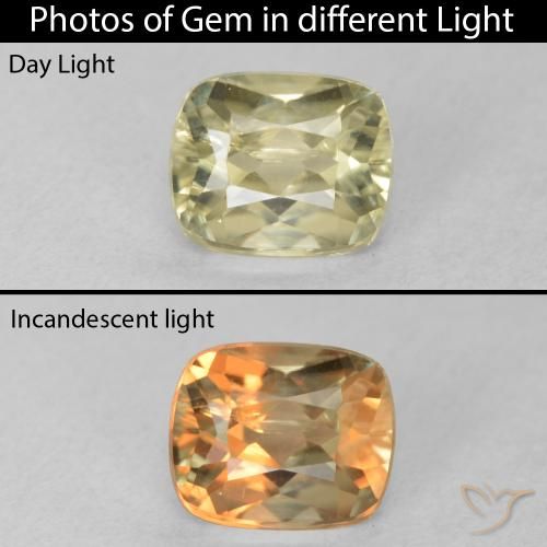 0.96ct 자연스러운 연노랑 색상 변화 디아스포어, 방석, VVS-VS