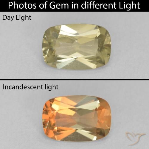 1.51ct 자연스러운 따뜻한 노란색 색상 변화 디아스포어, 방석, VVS-VS