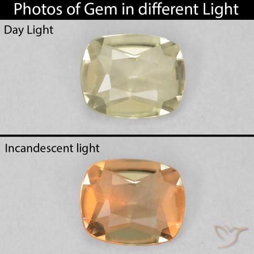 0.41ct 자연스러운 연노랑 색상 변화 디아스포어, 방석, VVS-VS