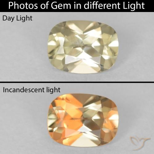 0.48ct 자연스러운 연노랑 색상 변화 디아스포어, 방석, VVS-VS