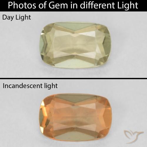 0.59ct 자연스러운 연노랑 색상 변화 디아스포어, 방석, VVS-VS