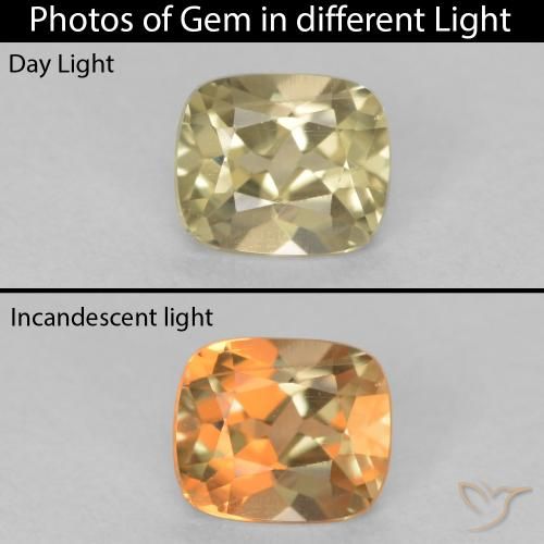 0.63ct 자연스러운 연노랑 색상 변화 디아스포어, 방석, VVS-VS