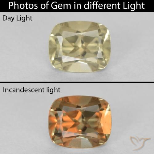 0.71ct 자연스러운 매우 밝은 노란색 색상 변화 디아스포어, 방석, VVS-VS