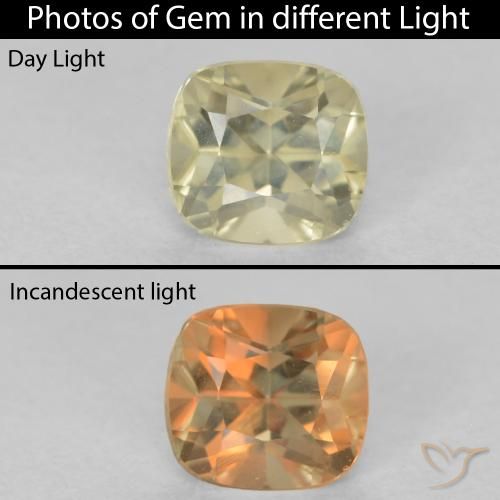 0.64ct 자연스러운 매우 밝은 노란색 색상 변화 디아스포어, 방석, VVS-VS