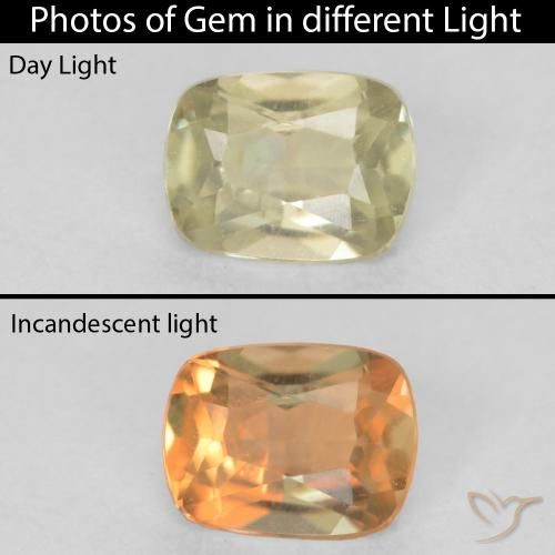 0.45ct 자연스러운 연노랑 색상 변화 디아스포어, 방석, VVS-VS