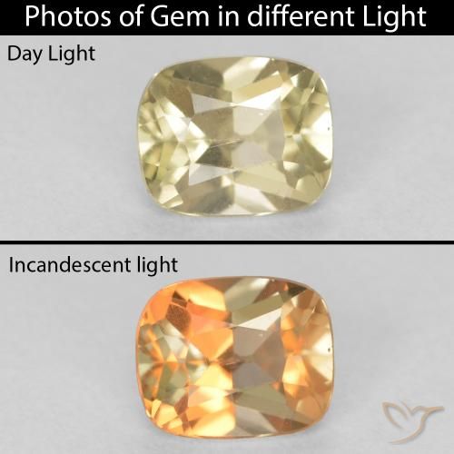 0.72ct 자연스러운 연노랑 색상 변화 디아스포어, 방석, VVS-VS
