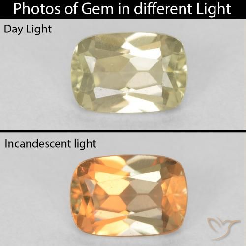 0.74ct 자연스러운 연노랑 색상 변화 디아스포어, 방석, VVS-VS