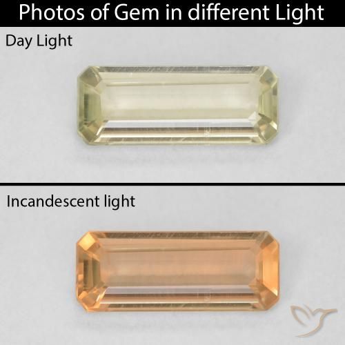 0.80ct 자연스러운 연노랑 색상 변화 디아스포어, 에메랄드 컷, VVS