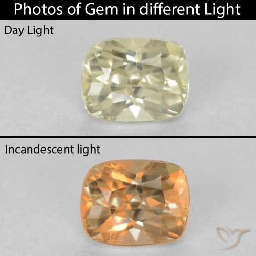 0.73ct 자연스러운 연노랑 색상 변화 디아스포어, 방석, VS