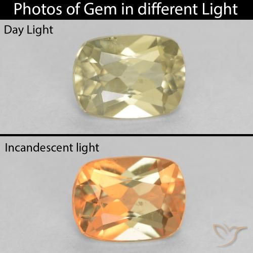 0.78ct 자연스러운 연노랑 색상 변화 디아스포어, 방석, VS
