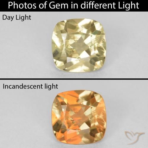 1.20ct 자연스러운 연노랑 색상 변화 디아스포어, 방석, VS
