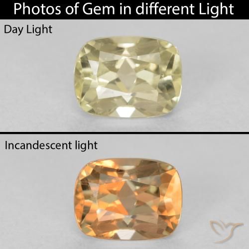 0.93ct 자연스러운 연노랑 색상 변화 디아스포어, 방석, VS