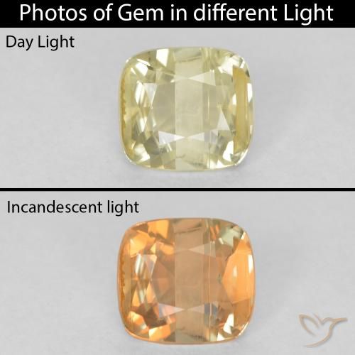 0.76ct 자연스러운 연노랑 색상 변화 디아스포어, 방석, VS-SI