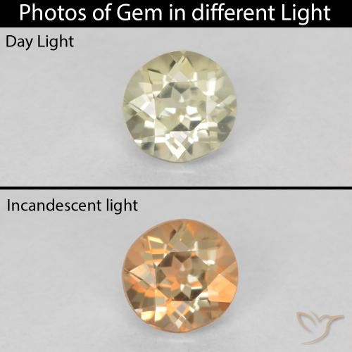 0.30ct 자연스러운 연노랑 색상 변화 디아스포어, 둥근, VS