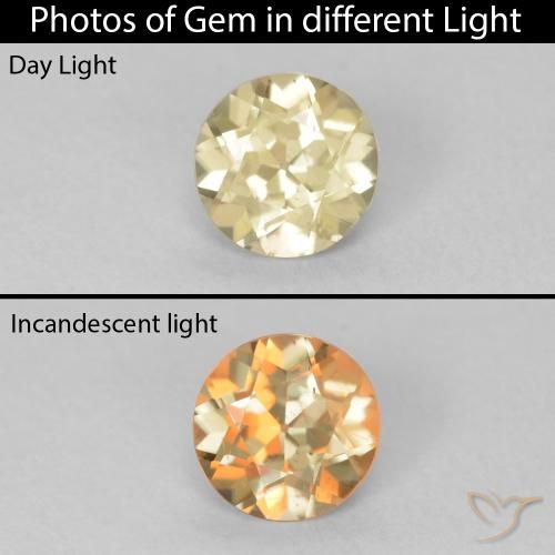 0.57ct 자연스러운 연노랑 색상 변화 디아스포어, 둥근, VS