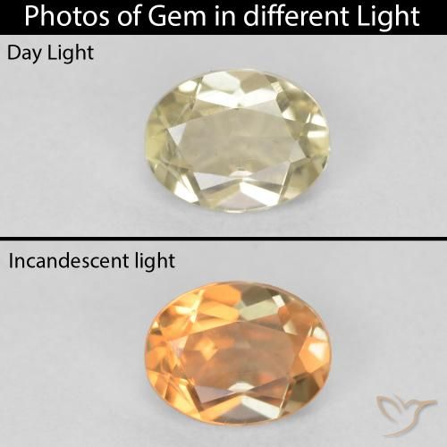 0.41ct 자연스러운 연노랑 색상 변화 디아스포어, 타원형, VS