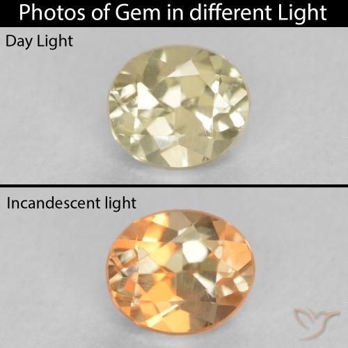 0.35ct 자연스러운 연노랑 색상 변화 디아스포어, 타원형, VS