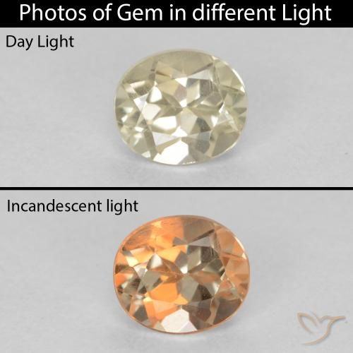 0.60ct 자연스러운 연노랑 색상 변화 디아스포어, 타원형, VS