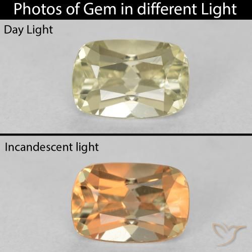 0.97ct 자연스러운 연노랑 색상 변화 디아스포어, 방석, VVS