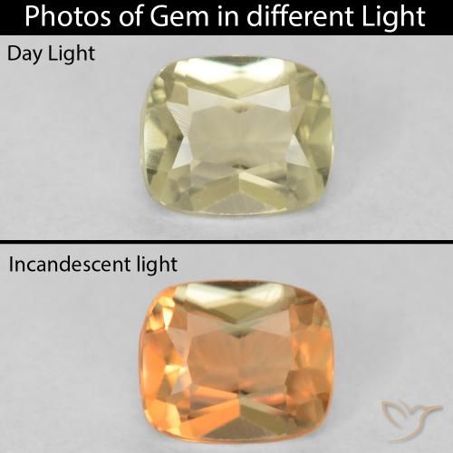 0.56ct 자연스러운 연노랑 색상 변화 디아스포어, 방석, VVS