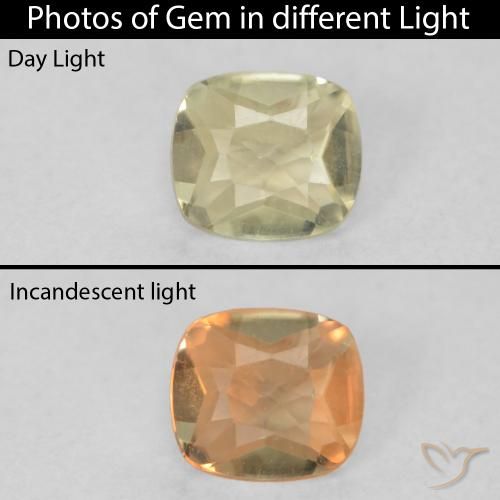 0.38ct 자연스러운 연노랑 색상 변화 디아스포어, 방석, VVS