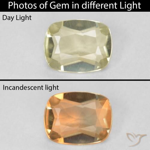 0.50ct 자연스러운 연노랑 색상 변화 디아스포어, 방석, VVS