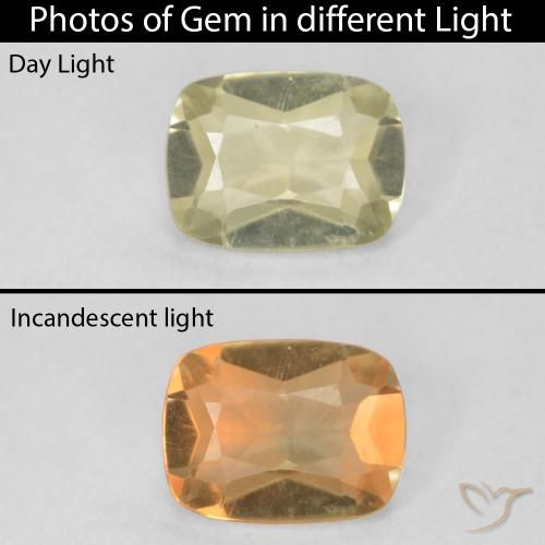 0.76ct 자연스러운 연노랑 색상 변화 디아스포어, 방석, VVS