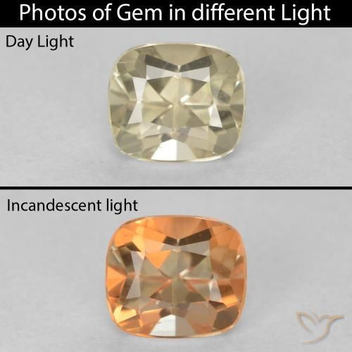 0.68ct 자연스러운 연노랑 색상 변화 디아스포어, 방석, VVS