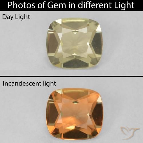0.68ct 자연스러운 연노랑 색상 변화 디아스포어, 방석, VVS