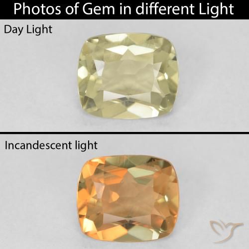 0.89ct 자연스러운 연노랑 색상 변화 디아스포어, 방석, VVS