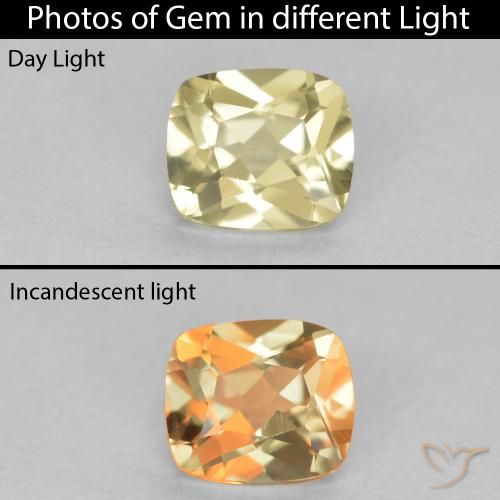 0.79ct 자연스러운 연노랑 색상 변화 디아스포어, 방석, VVS