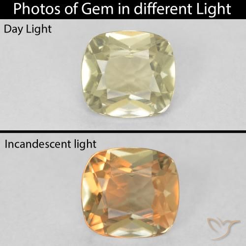 1.04ct 자연스러운 연노랑 색상 변화 디아스포어, 방석, VVS