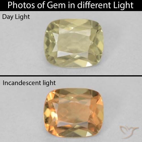0.75ct 자연스러운 연노랑 색상 변화 디아스포어, 방석, VVS
