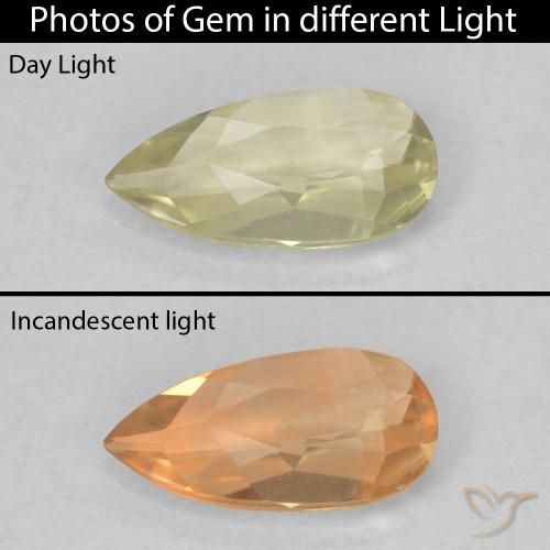 0.46ct 자연스러운 연노랑 색상 변화 디아스포어, 배 모양, VVS