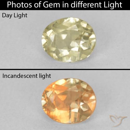 0.76ct 자연스러운 연노랑 색상 변화 디아스포어, 타원형, VS-SI