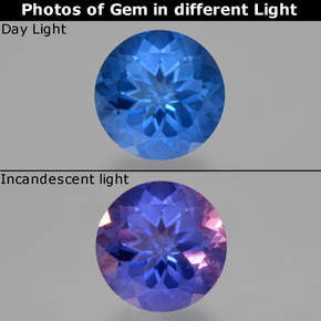 15.29캐럿 천연 강렬한 네이비 블루 컬러체인지 플루오라이트, 라운드 컷, VS