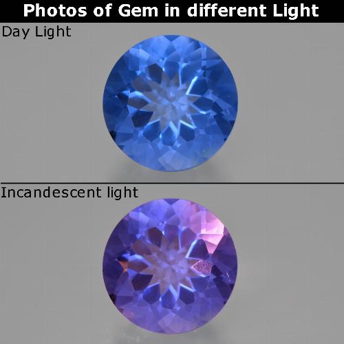 13.98캐럿 천연 다크 블루 컬러체인지 플루오라이트, 라운드 컷, VS