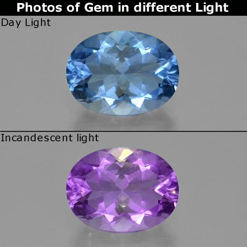20.16캐럿 천연 진한 파란색 컬러체인지 플루오라이트, 타원형 컷, VS