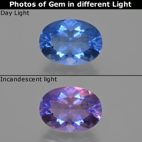 8.60캐럿 천연 바이올렛 블루 컬러 체인지 플루오라이트, 타원형 컷, VS