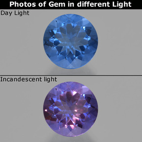 11.19캐럿 천연 강렬한 네이비 블루 컬러 체인지 플루오라이트, 라운드 컷, VS