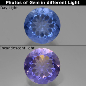 11.80캐럿 천연 진한 파란색 컬러 체인지 플루오라이트, 라운드 컷, VS