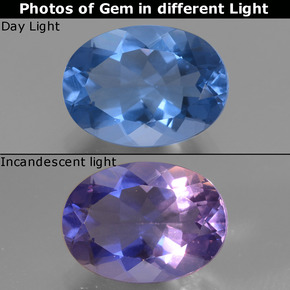 8.29캐럿 천연 바이올렛 블루 컬러 체인지 플루오라이트, 타원형 컷, VVS