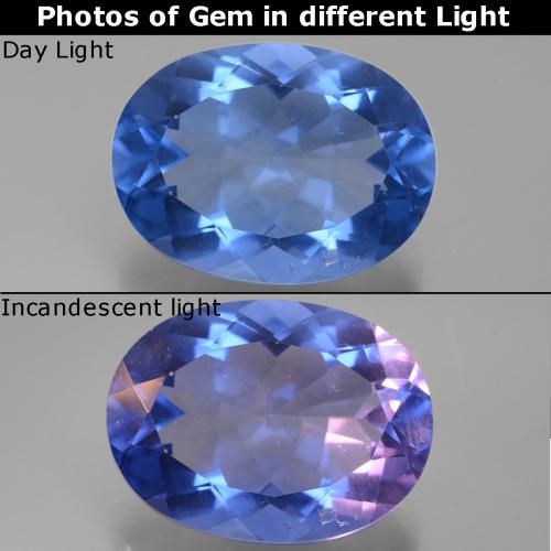 20.94캐럿 천연 네이비 블루 컬러 체인지 플루오라이트, 타원형 컷, VS