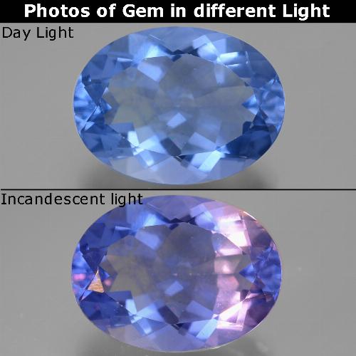 20.55캐럿 천연 미디엄 블루 컬러 체인지 플루오라이트, 타원형 컷, VVS-VS