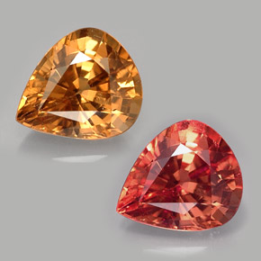 1.41캐럿 천연 골든 브라운에서 핑크 컬러체인지 가넷, 배 모양, 7.6×6.5 mm, VS
