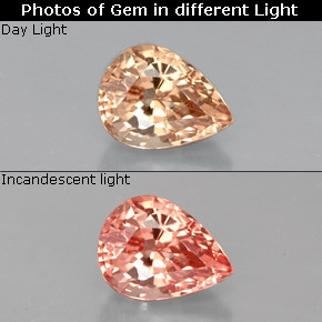 1.29캐럿 천연 오렌지 컬러체인지 가넷, 배 모양, 7.4×5.5 mm, VS-SI